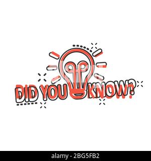 Did You Know comic in flat style. Question mark cartoon  vector illustration on white isolated background. Attention banner splash effect business con Stock Vector