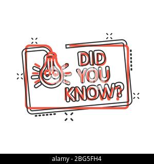Did You Know comic in flat style. Question mark cartoon  vector illustration on white isolated background. Attention banner splash effect business con Stock Vector