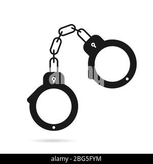 Handcuffs for policemen black icon Stock Vector