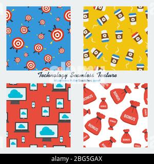 Set of four technology seamless patterns Stock Vector