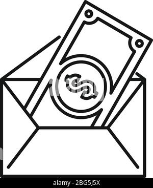 Money mail transfer icon. Outline money mail transfer vector icon for web design isolated on white background Stock Vector