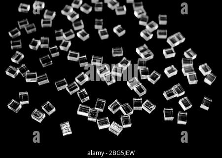 abstract plastic parallelepipedic shapes on a dark background Stock Photo
