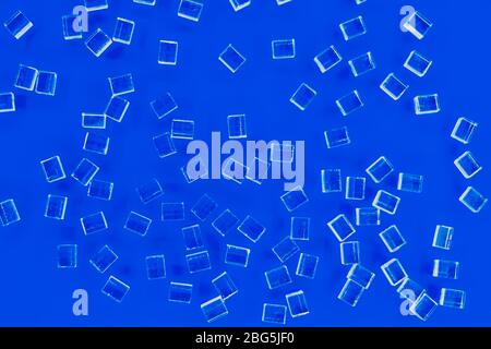 abstract plastic parallelepipedic shapes on a blue background Stock Photo
