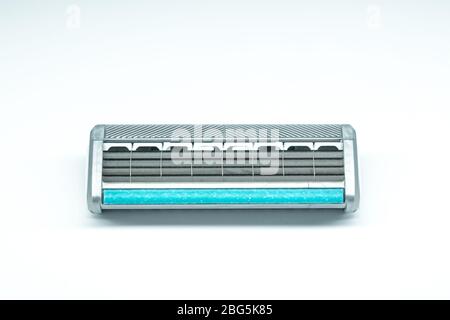 Replaceable razor blade cartridge isolated on white Stock Photo