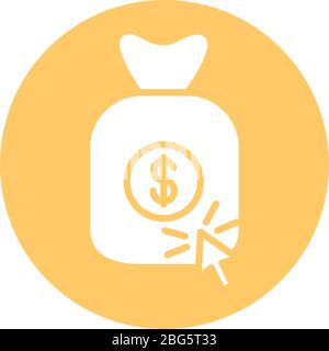 money bag with arrow cursor block style icon Stock Vector