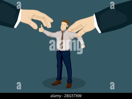 Cartoon man with thumbs up gesture representing good worker and two giant  hands from the side trying to grab him. Vector illustration for head  hunting Stock Vector Image & Art - Alamy