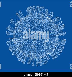 Vector 3D Model HIV Virus Particle Drawing - Human Immunodeficiency ...