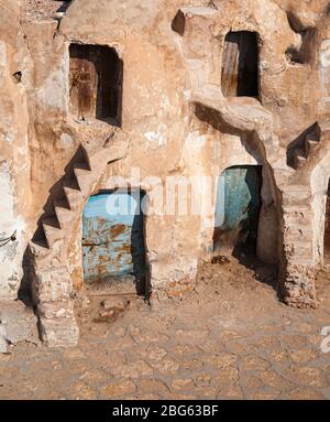 Granaries of a berber fortified village, known as ksar, Ksar Ouled Soltane, Tunisia Stock Photo