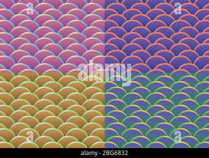 Four curve wave backgrounds in different colors. Vector illustration. Stock Vector