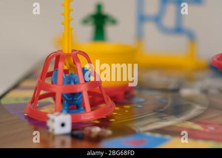 Close up of back of Hasbro Mouse trap board game box and board and pieces  ready to be assembled Stock Photo - Alamy