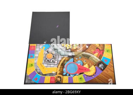 Close up of part opened Hasbro Mouse trap board game board Stock Photo
