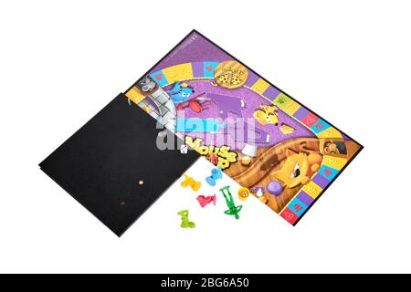 Close up of part opened Hasbro Mouse trap board game board and game pieces Stock Photo