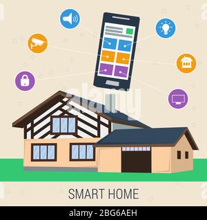 Concept smart house with control panel Stock Vector