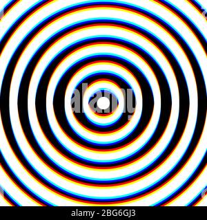 Glitch psychedelic radial shapes on white background. Design for website, presentation, wallpaper, banner and cover. Vector. Eps 10. Stock Vector