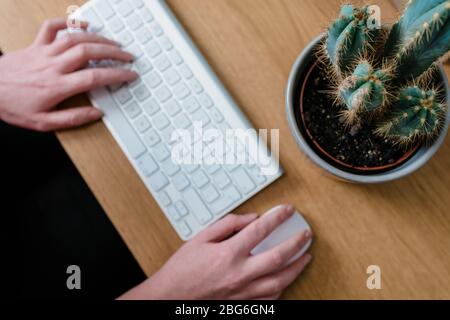 MERTHYR TYDFIL, WALES - 19 APRIL 2020 - Working from home because of the covid-19 virus outbreak. Stock Photo