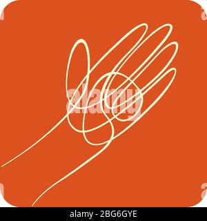 Vector illustration. A hand icon made by a single line. Isolated. Stock Vector