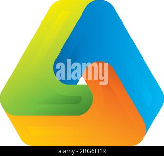 Vector illustration. Element with optical illusion in green, blue and orange. Stock Vector