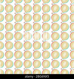 Icon set hashtag speech bubble seamless pattern background. Vector illustration Stock Vector