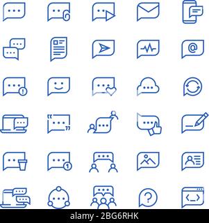 Conversation message shapes, dialogue speech bubble icons. Chatting phone vector line symbols. Chat phone, communication and conversation, bubble dial Stock Vector