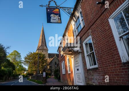 All Saints Church and The Tiger Church House in High Street, Lindfield village, West Sussex, England. Stock Photo