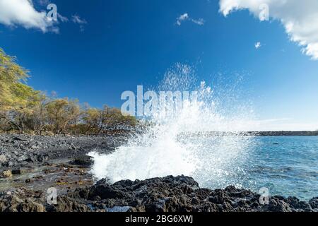 the shoreline at Kanahena Beach, Maui Hawaii Stock Photo