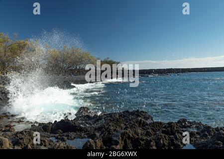 the shoreline at Kanahena Beach, Maui Hawaii Stock Photo