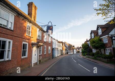 View down northern part of High Street with The Tiger All Saints Church house, Lindfield village, West Sussex, England. Stock Photo