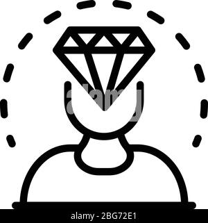 Diamond in the head icon, outline style Stock Vector