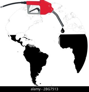 Fuel pump, oil stuck in half of the world. white background vector work. Stock Vector