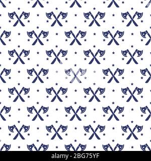 Stars and axes cross pon white seamless pattern background. Vector illustration Stock Vector