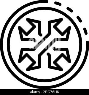 Wrench in the circle icon, outline style Stock Vector