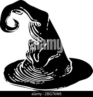 Halloween Witch Hat Woodcut Style Stock Vector