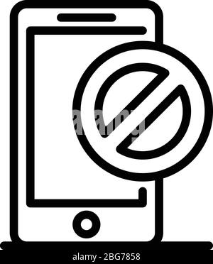 Denied on smartphone icon, outline style Stock Vector
