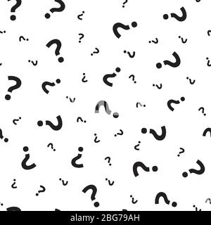 Question mark grunge seamless pattern. Query marks random vector repeat background. Interrogation and chaotic question illustration Stock Vector