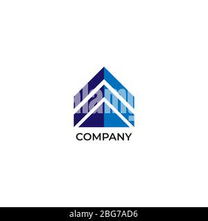 Up arrows illustrated building icon isolated on white background. Company logo design template. Consultant Management, Success, Growth Progress Stock Vector