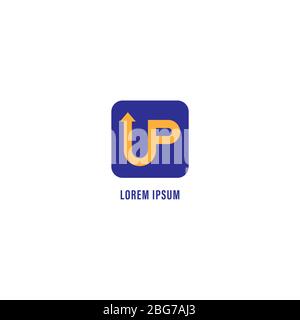 Up logo design concept. Consultant Management company logo design template isolated on white background. Letter UP combine with up arrow icon Stock Vector