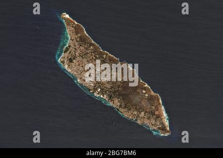High resolution image of Aruba in the southern Caribbean Sea - contains modified Copernicus Sentinel Data (2019) Stock Photo