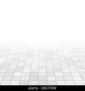 White and gray marble tiles on bathroom floor. Rectangle tiles in perspective grid. Abstract vector background. Surface square ceramic tile texture il Stock Vector