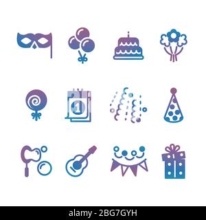 Party, event, festive icons isolated on white background. Vector illustration Stock Vector