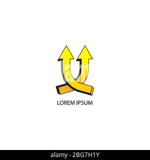 Twin yellow up arrow icon isolated on white background. Company logo design template. Successful progress or grow up next level vector illustration. Stock Vector