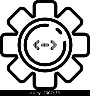Code in circle cogwheel icon, outline style Stock Vector