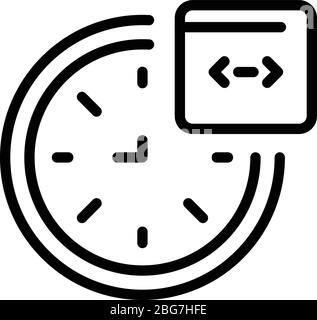 Code on round clock icon, outline style Stock Vector