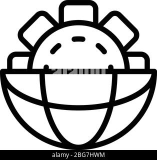 Gear and globe icon, outline style Stock Vector