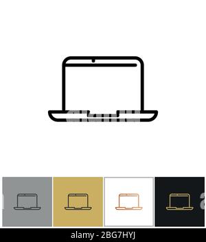 Laptop icon, professional notebook computer symbol on white and black backgrounds. Vector illustration Stock Vector