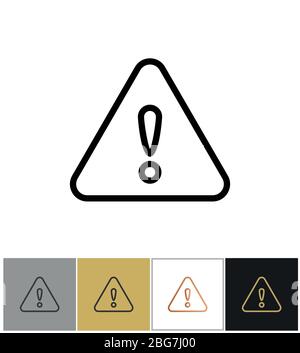 Warning icon, important problem message sign on white and black backgrounds. Vector illustration Stock Vector