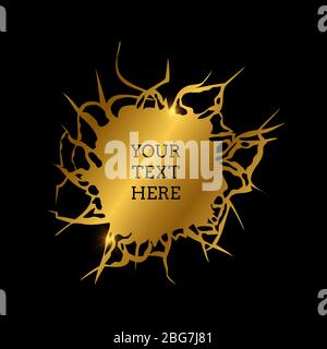 Abstract golden cracked hole on black wall with space for text vector illustration Stock Vector