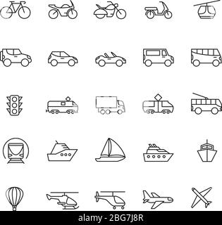 Vehicles line icons collection. Cars, Automobiles, Transportation ...