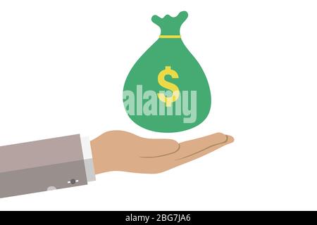 saving money in vector with dollar flat sign symbols illustration. Concepts for business banking,saving,accumulation money,budget and finance. Stock Vector