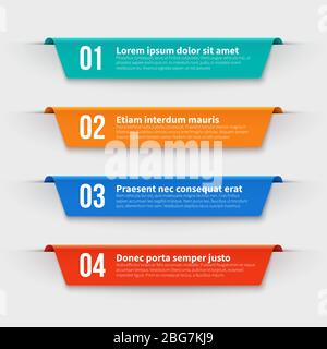 Infographic banners. Color labels with steps and options vector set. Illustration of banner label layout with numbers Stock Vector