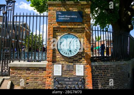 Royal Observatory Greenwich England Magnetic Clock Time Prime Meridian Zero Longitude Hemispheres London UK Europe EU Stock Photo